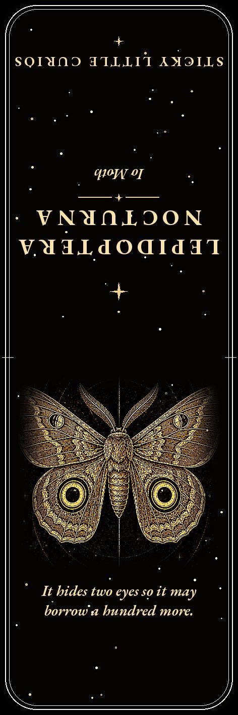 Lepidoptera Nocturna Bookmark | Dark Academia Moth Specimen Bookmark | Standard or Magnetic Page Marker