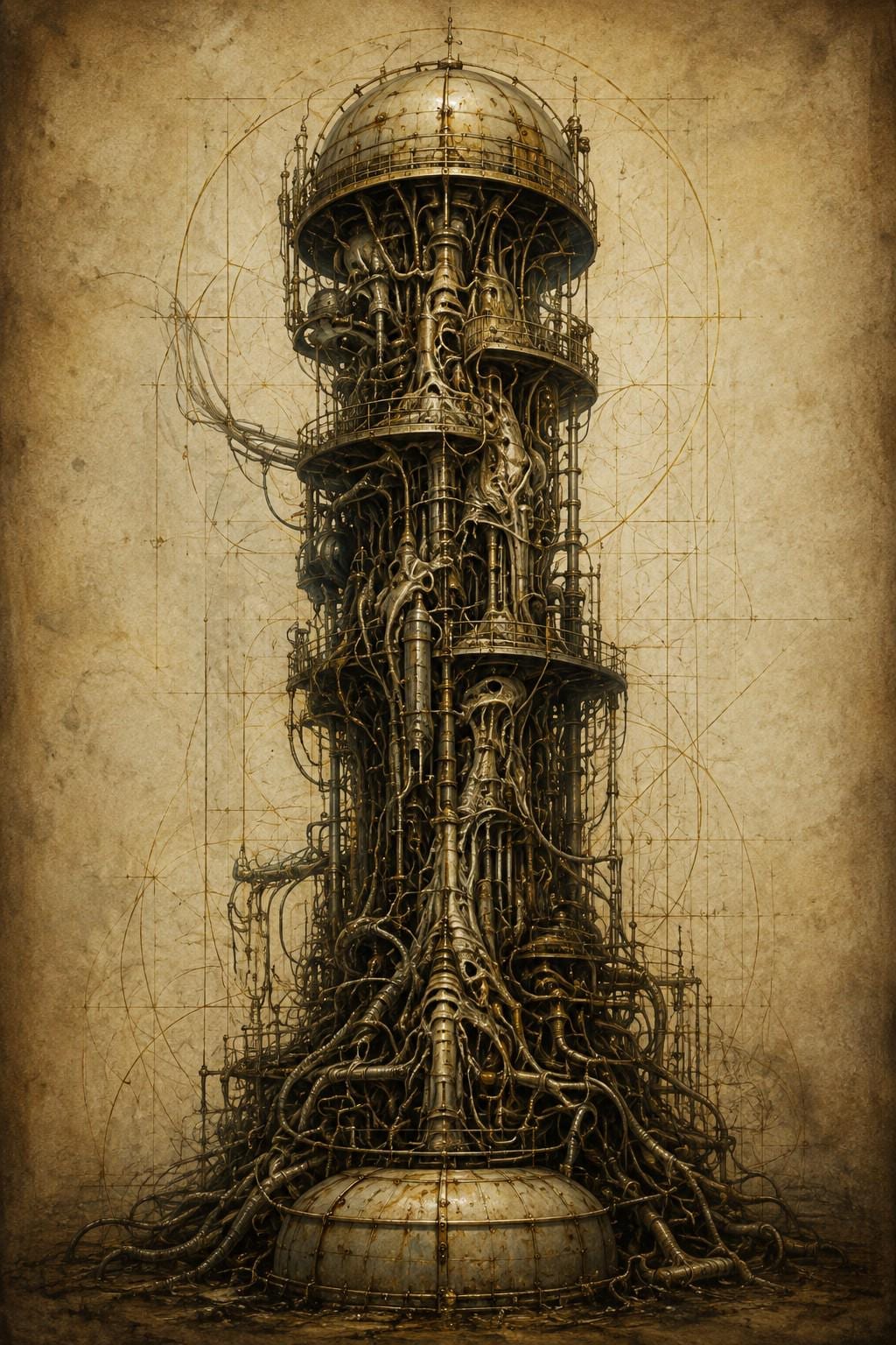 Towers & Spires Biomechanical Phone Wallpaper | Dark Academia Lock Screen | Gothic Sci-Fi Digital Art | Instant Download