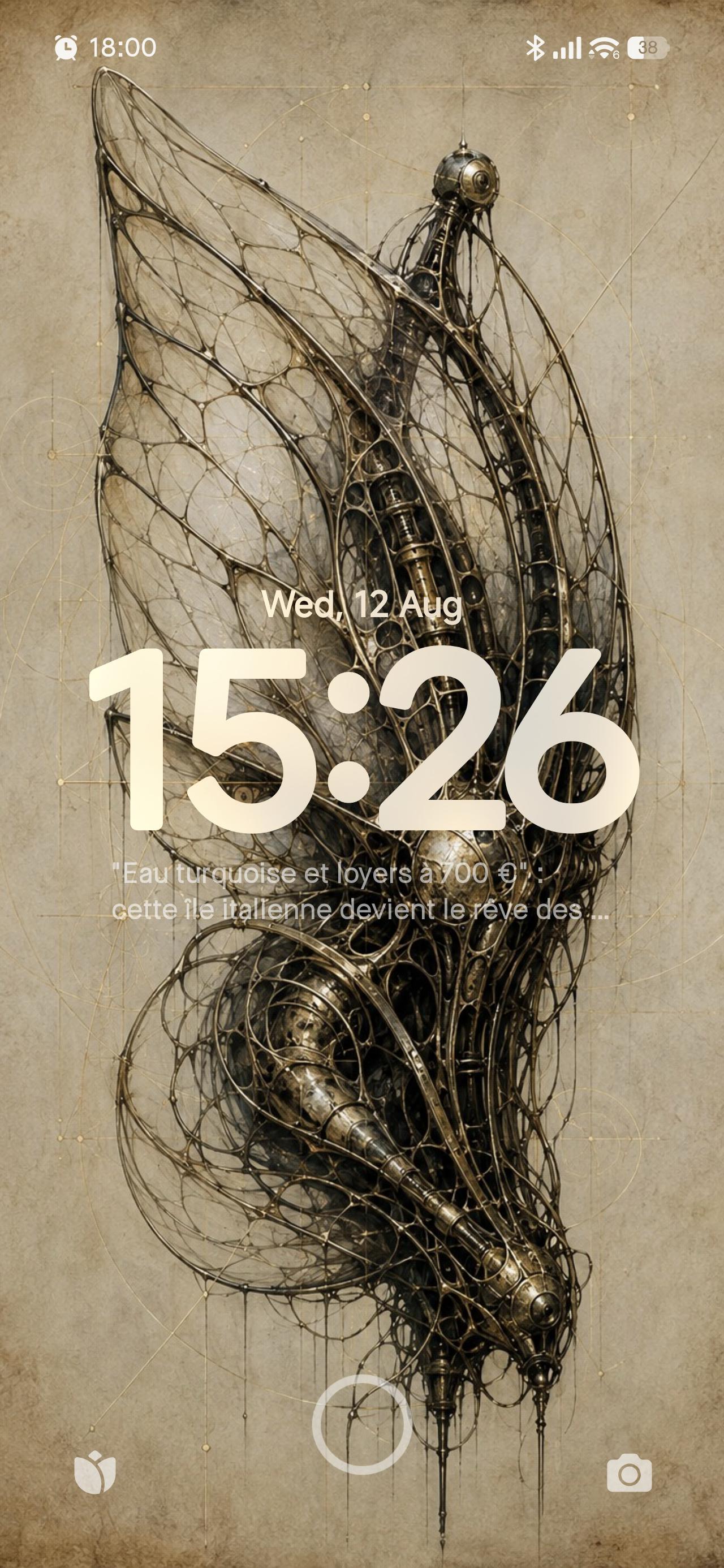Winged Form, Biomechanical Dark Academia | Gothic Sci-Fi Wallpaper | Brass Anatomy Engine | Surreal Lock Screen
