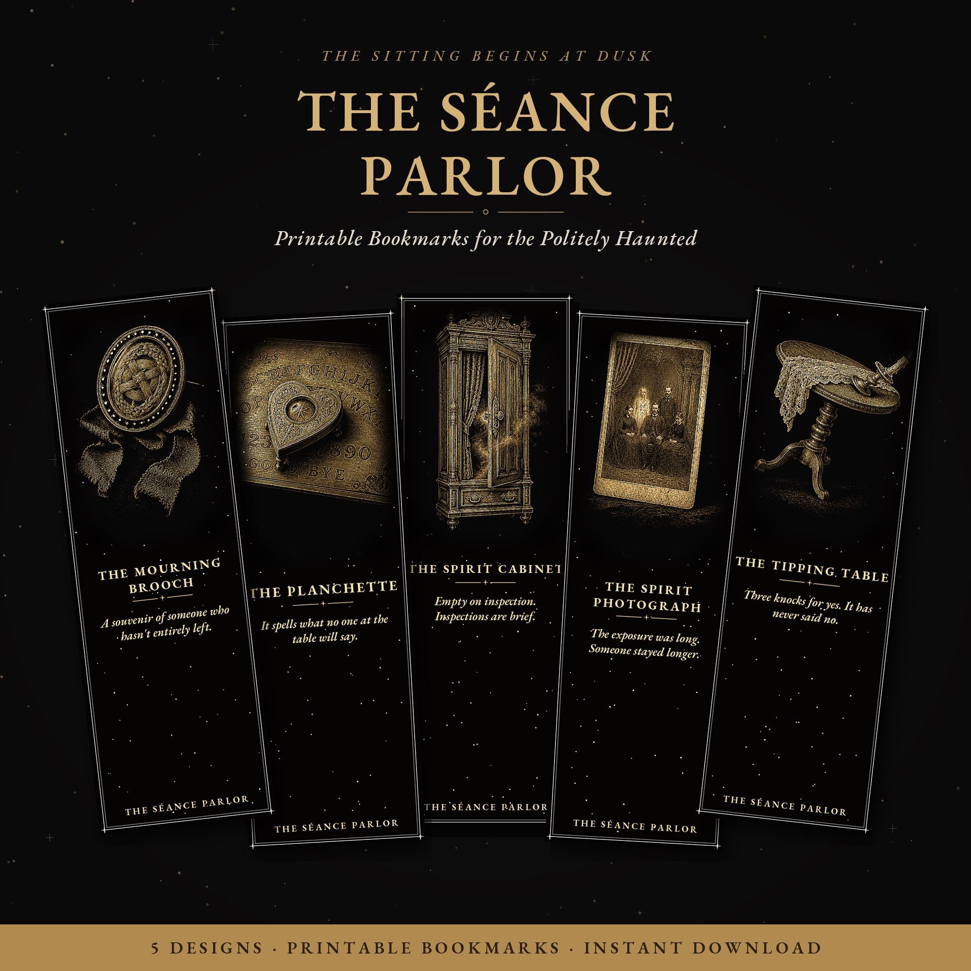 The Séance Parlor Bookmark | Dark Academia Victorian Spiritualism Bookmark | Standard or Magnetic Page Marker