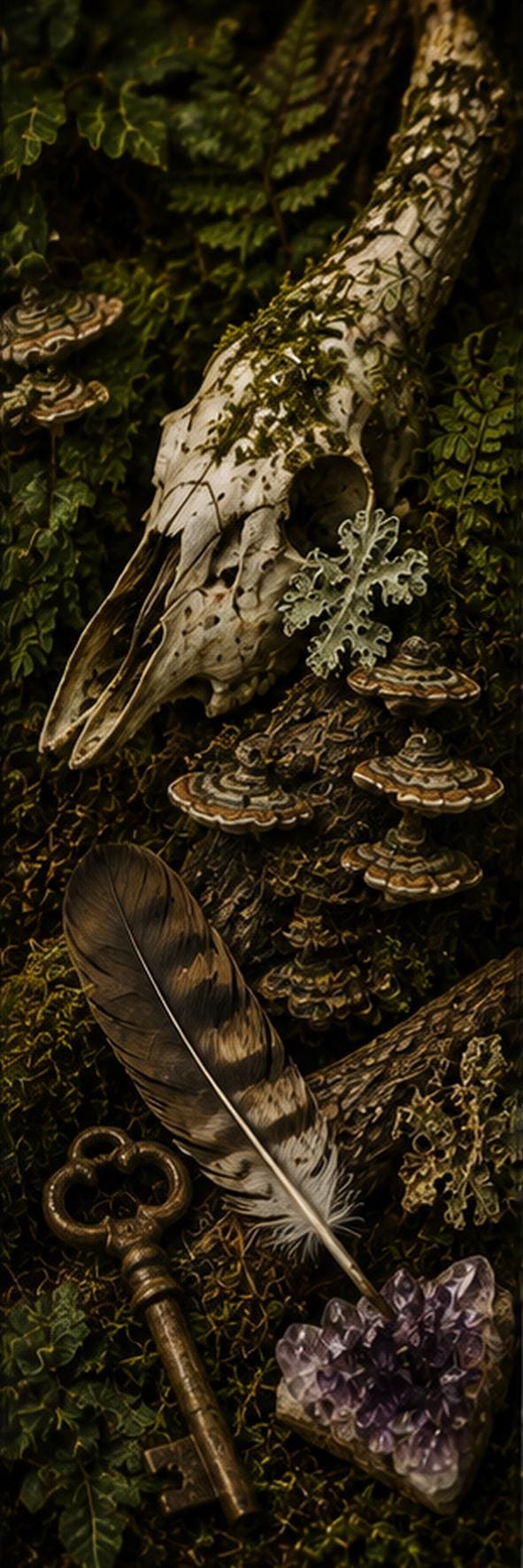 Goblincore Bookmarks Printable Set | Cabinet of Curiosities, Bones, Mushrooms (Digital Download)