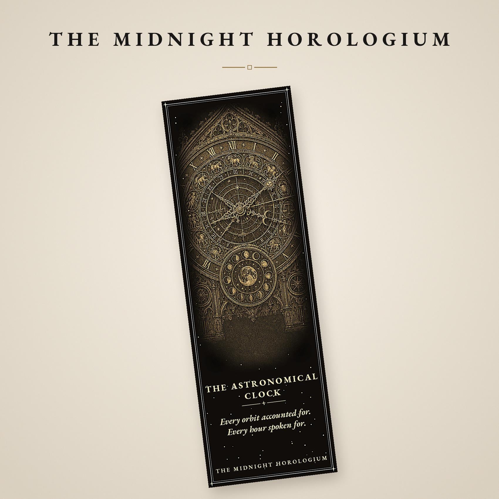 The Midnight Horologium Printable Bookmarks | Dark Academia Gothic Bookmark Set | Memento Mori Digital Download