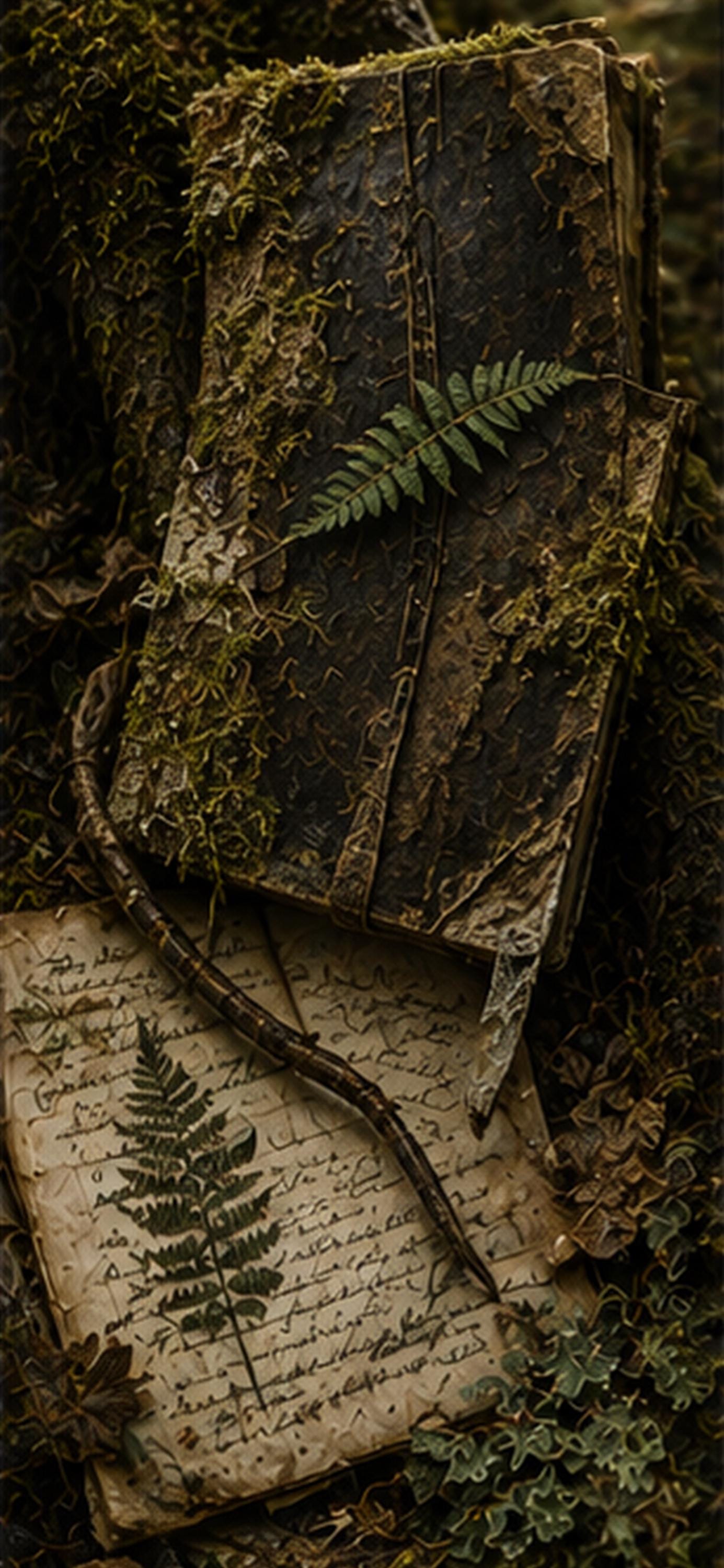 Lost Library Phone Wallpaper Bundle, Goblincore Woodland Lock Screen | Gothic Botanical Art | Dark Cottagecore Digital Download