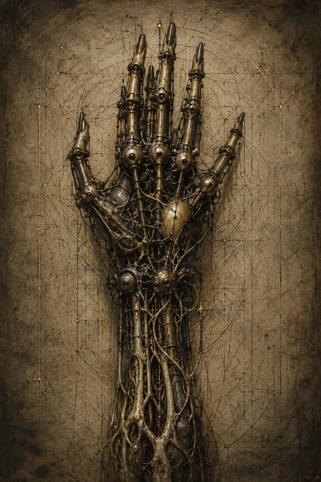 Skeletal Hand II Lock Screen | Biomechanical Dark Academia Wallpaper, Steampunk Anatomy, Brass Bone Machinery, Instant Digital Download