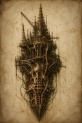 Spires, Biomechanical Phone Wallpaper | Dark Academia Lock Screen | Gothic Sci-Fi Digital Art | Instant Download