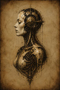 Cyborg Woman Profile VI, Biomechanical Surreal Phone Wallpaper | Brass Bone Machinery | iPhone Lock Screen, Digital Download