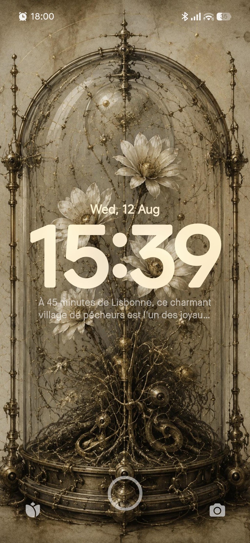 Flowers in Dome Biomechanical Wallpaper | Dark Academia Lock Screen | Brass Bone Anatomy | Instant Digital Download