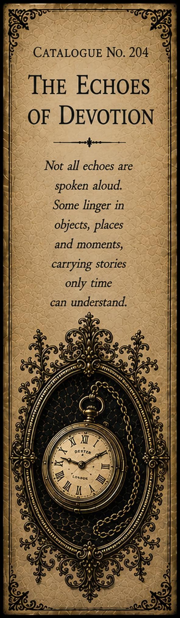 Echoes of Devotion Printable Bookmarks | Dark Academia, Antique Gold Design | Gothic Cabinet of Curiosities, Book Lover Gift