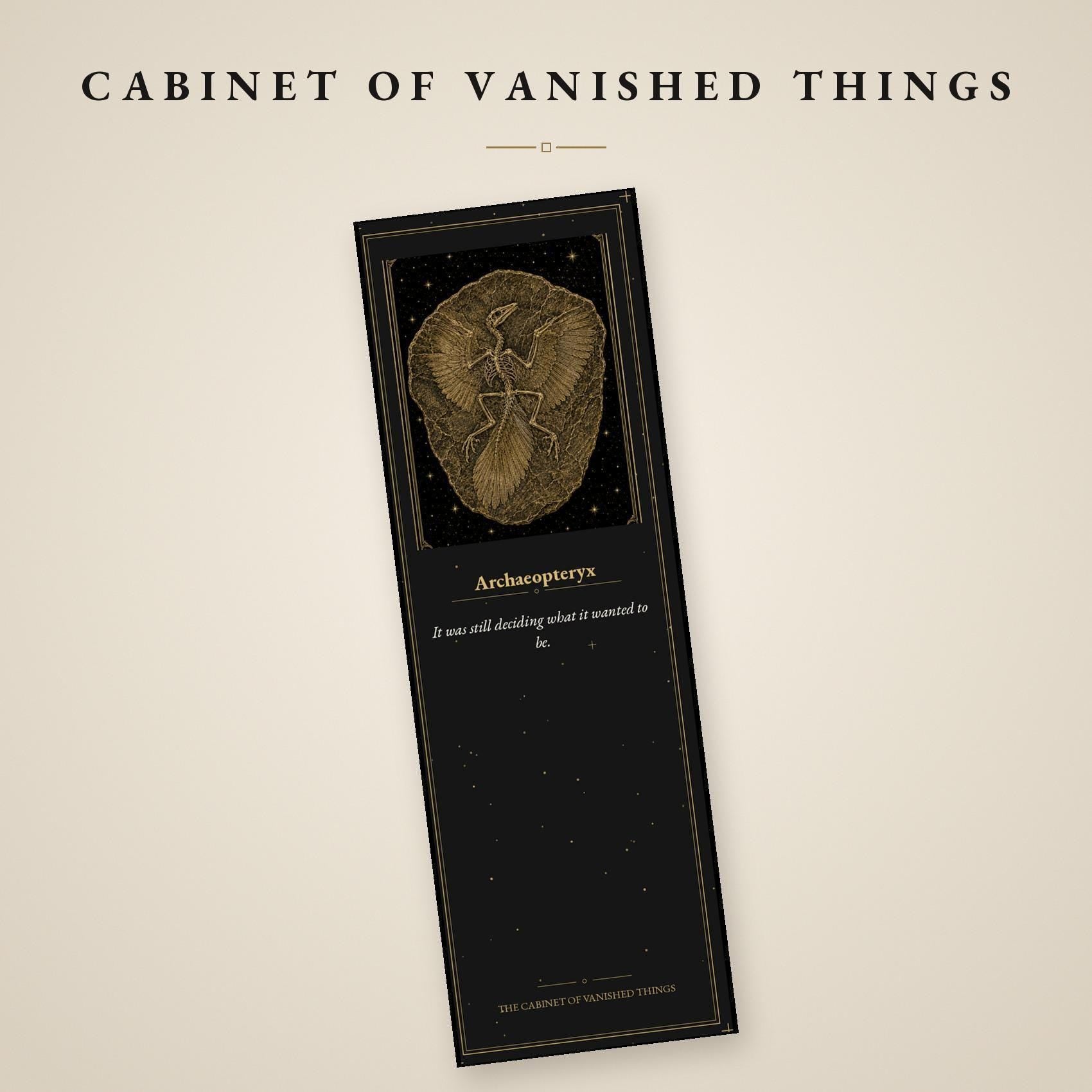 Cabinet of Vanished Things Bookmark, Dark Academia Fossil Art | Paleontology Page Marker | Magnetic or Standard