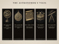 The Astronomer's Vigil Printable Bookmarks | Dark Academia Celestial Art | Gold On Black | Literary Gift | Digital Download