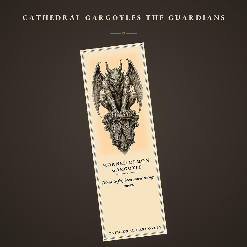 Cathedral Gargoyles – The Guardians, Printable Bookmarks | Dark Academia Gothic | Occult Stationery | Book Lover Gift