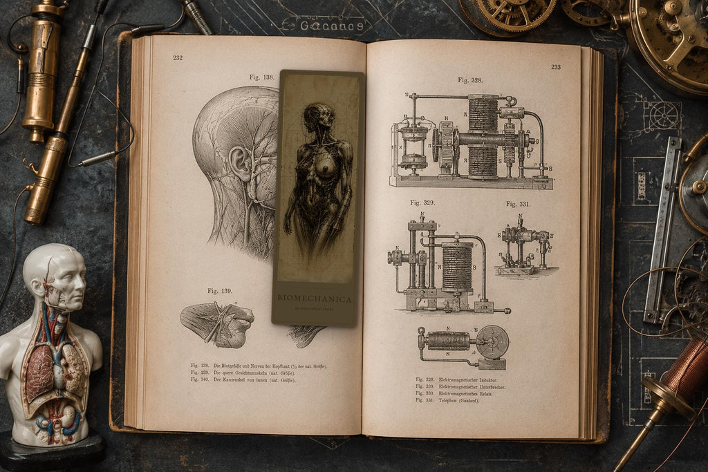 Cyborg Women Biomechanical Bookmark | Dark Academia Gothic | Magnetic Page Marker, Anatomical Sci-Fi Art