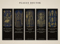 Plague Doctor Printable Bookmarks, Dark Academia Gothic | Gold On Black | Occult Reader Gift | Digital Download