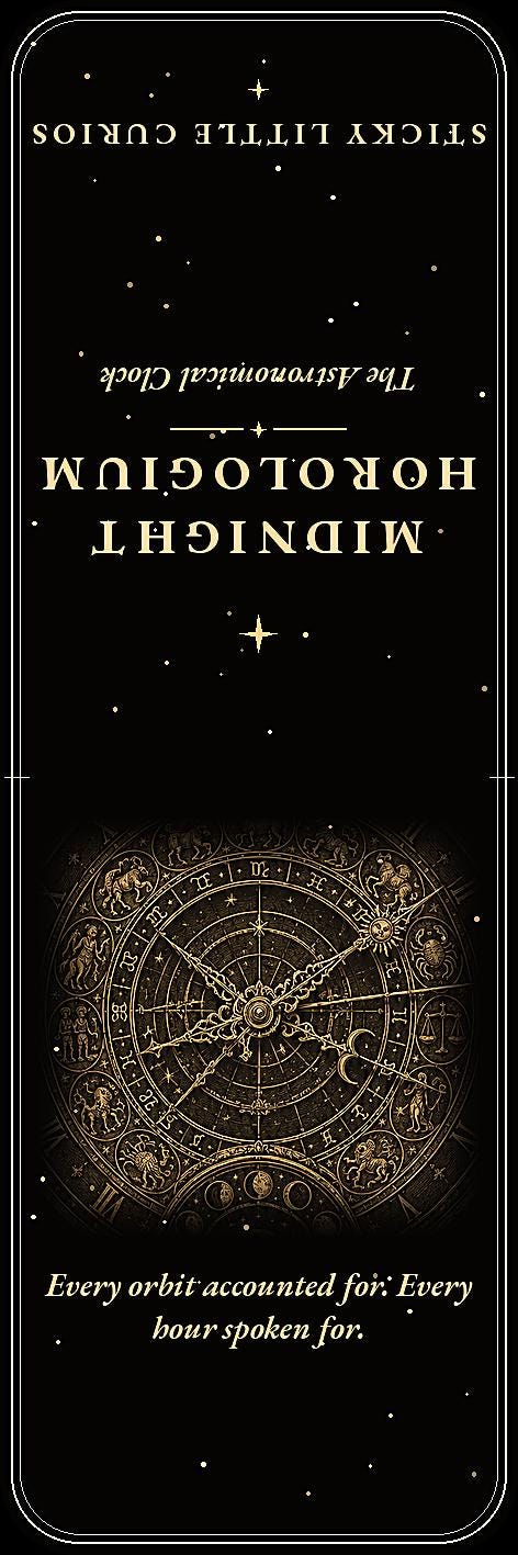The Midnight Horologium Bookmark | Dark Academia Memento Mori Bookmark | Standard or Magnetic Page Marker