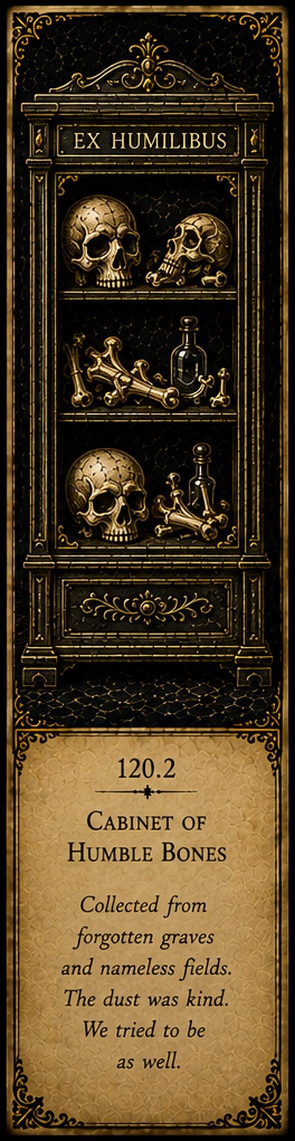 Bone Custodian | Dark Academia Bookmarks - Digital Download | Antique Gold On Black, Set Of 5
