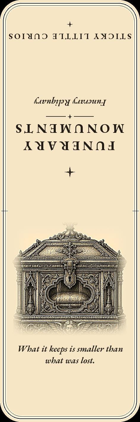 Funerary Monuments Memento Mori Memorials Bookmark | Dark Academia Memento Mori Bookmark | Standard or Magnetic Page Marker
