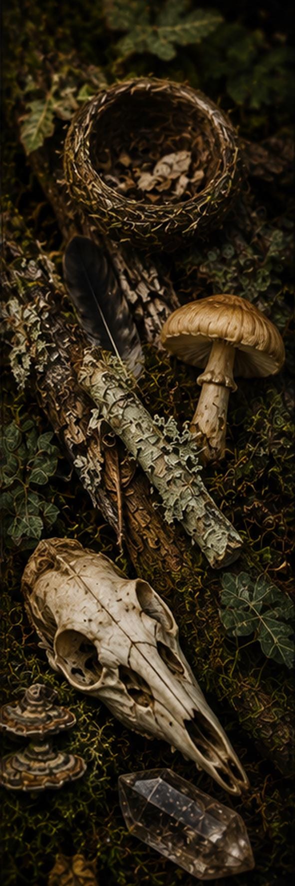 Goblincore Bookmarks Printable Set | Cabinet of Curiosities, Bones, Mushrooms (Digital Download)