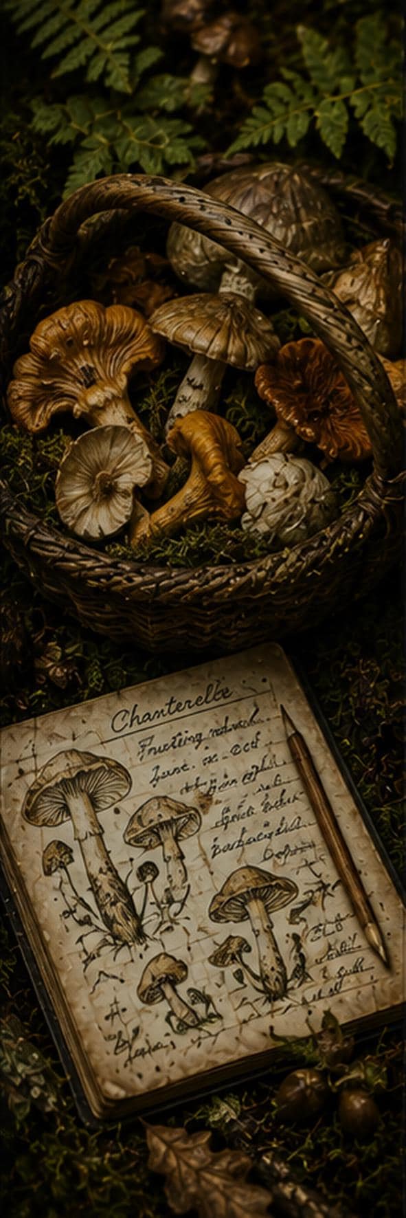The Forager - Goblincore Bookmarks | Woodland Botanical, Edible Mushrooms, Forager Art, Digital Download