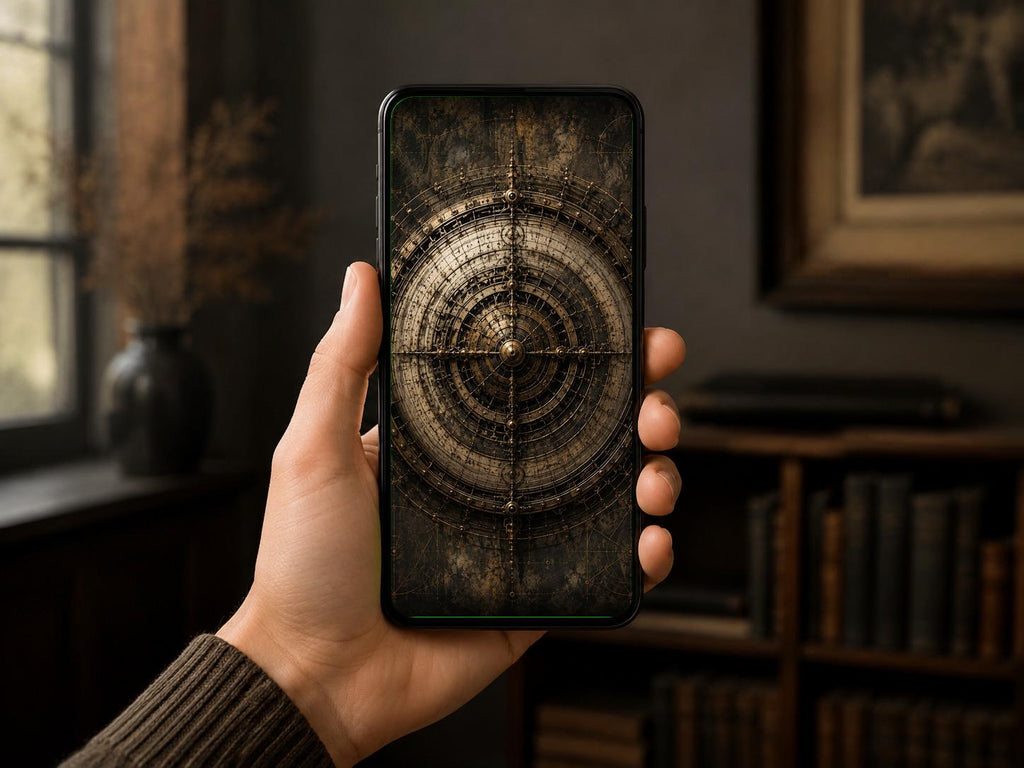 Mechanical Target, Biomechanical Anatomy | Dark Academia Lock Screen | Brass Bone Machinery | Surreal Wallpaper