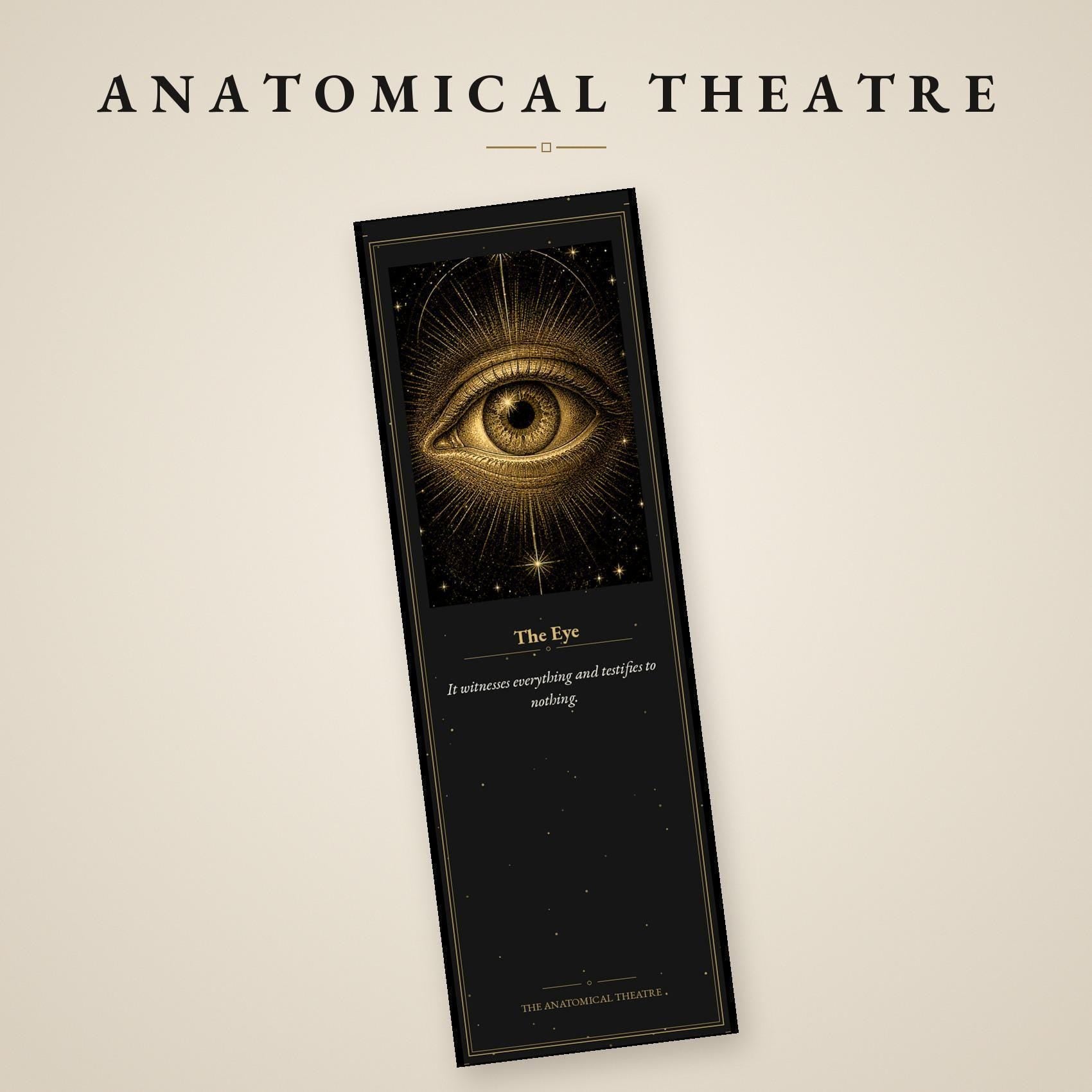 Anatomical Theatre Bookmark, Memento Mori Art | Dark Academia | Gold On Black | Page Marker | Vanitas Gift