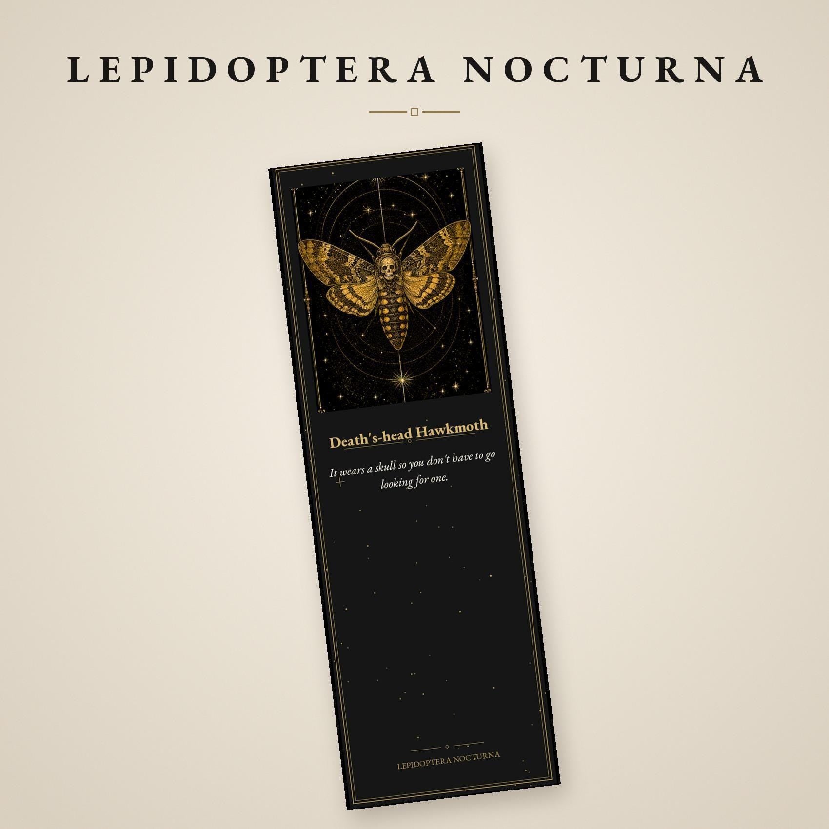 Lepidoptera Nocturna Bookmark, Victorian Moth Specimens | Gold Linework | Dark Academia Page Marker | Magnetic Option