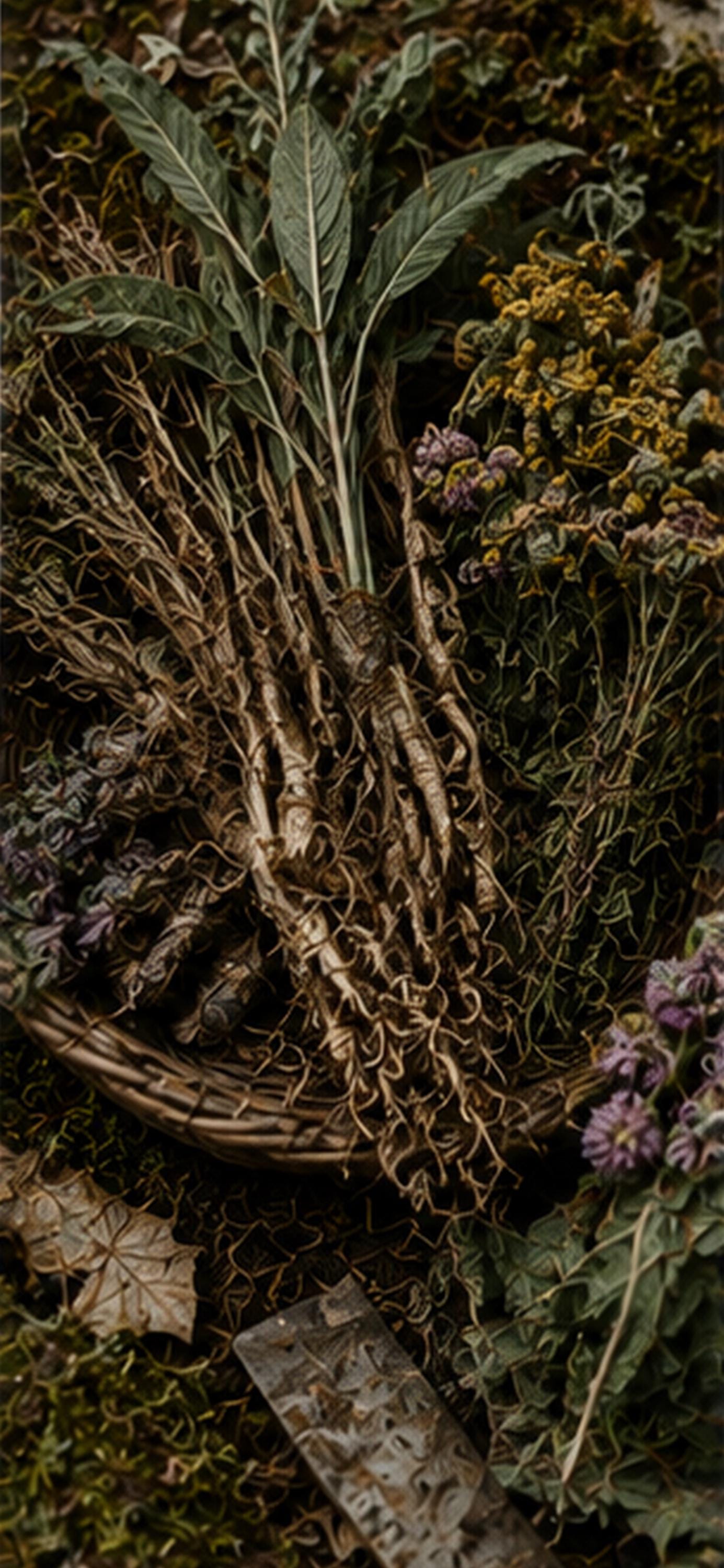 Witchy Botanicals Phone Wallpaper Bundle | Dark Cottagecore Lock Screen, Dried Herbs, Herbal Digital Art