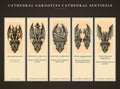 Cathedral Sentinels Printable Bookmarks | Dark Academia Art, Gargoyle Designs | Occult Stationery, Reader Gift