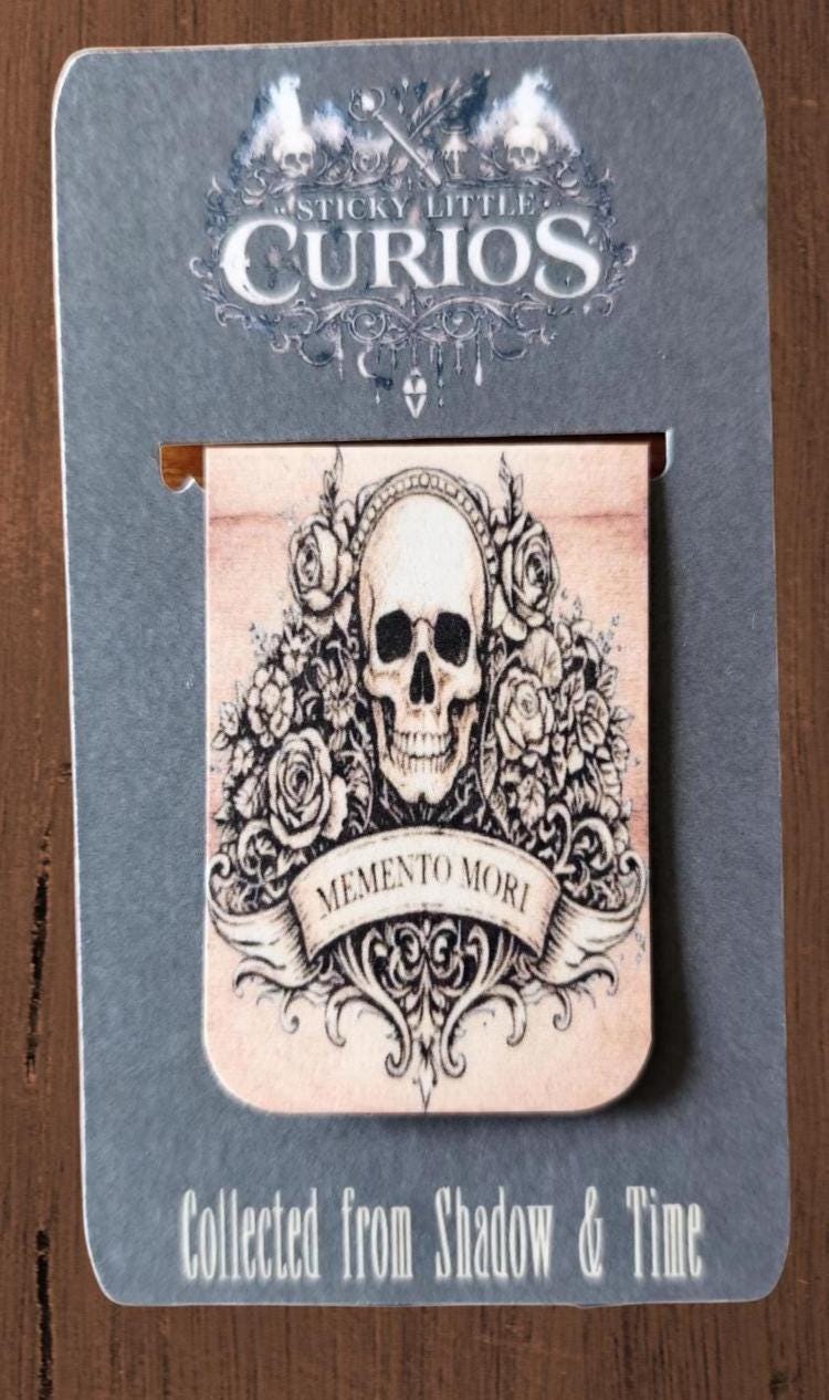 Memento Mori Skull Rose, Dark Academia Gothic Bookmark | Magnetic Page Marker | Sepia Floral | Poetry Lover Gift