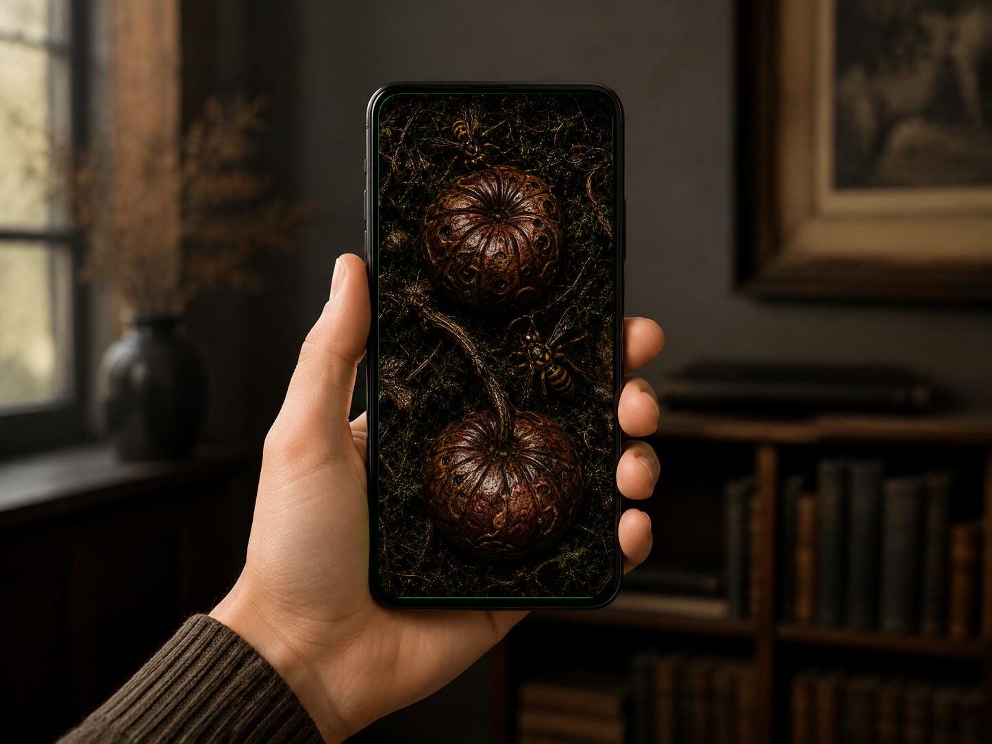 The Rotting Orchard Phone Wallpaper | Dark Goblincore Lock Screen | Decay Aesthetic, Wasps Design | Digital Download Set