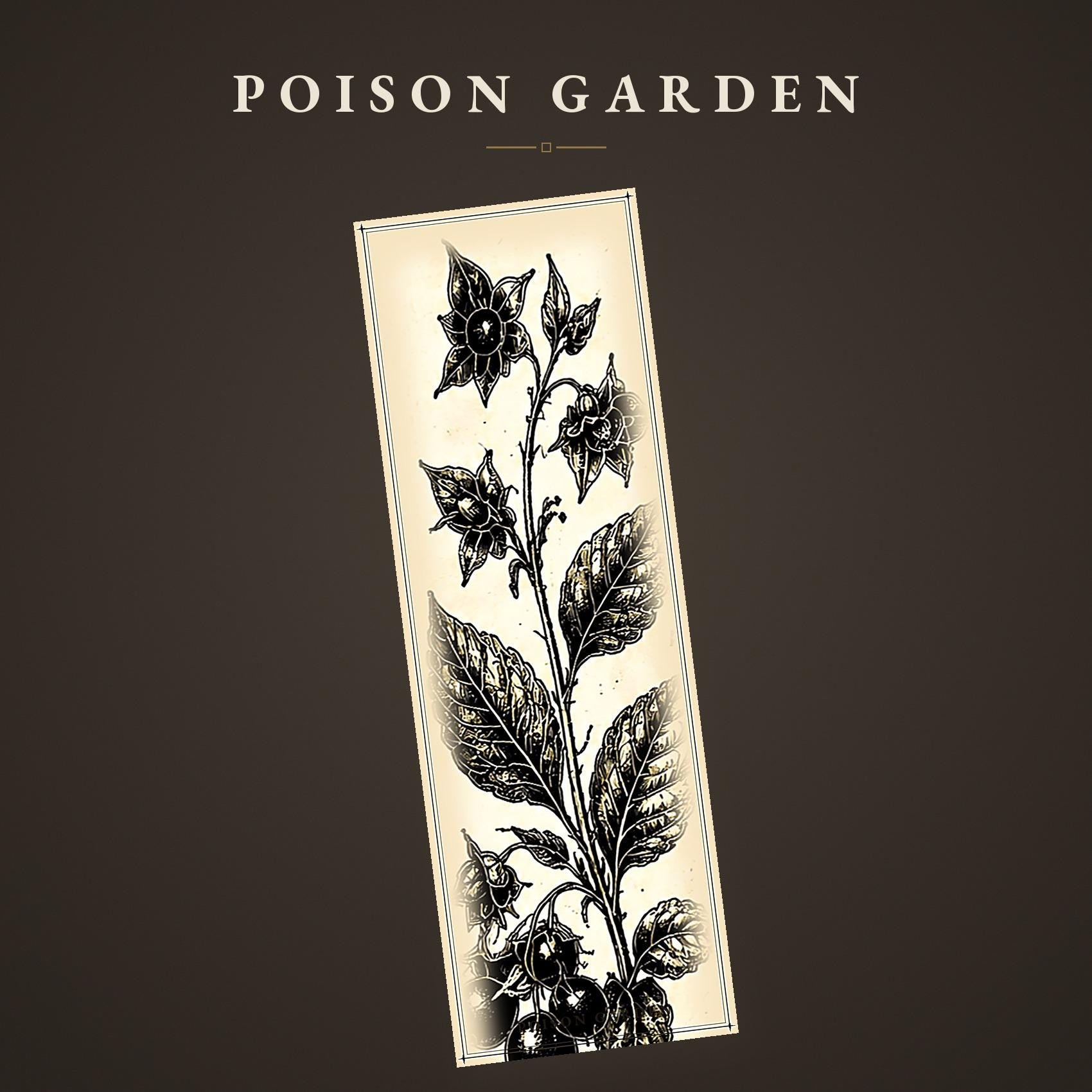 The Poison Garden Botanical Bookmark | Dark Academia Witchy | Printable Digital Download | Gothic Plant Illustration | Book Lover Gift