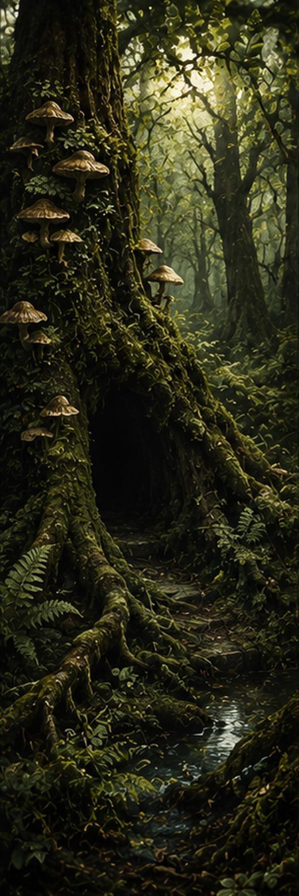 Forgotten Forest Goblincore Bookmarks | Dark Cottagecore Woodland Art | Printable Digital Download, Mossy Paths
