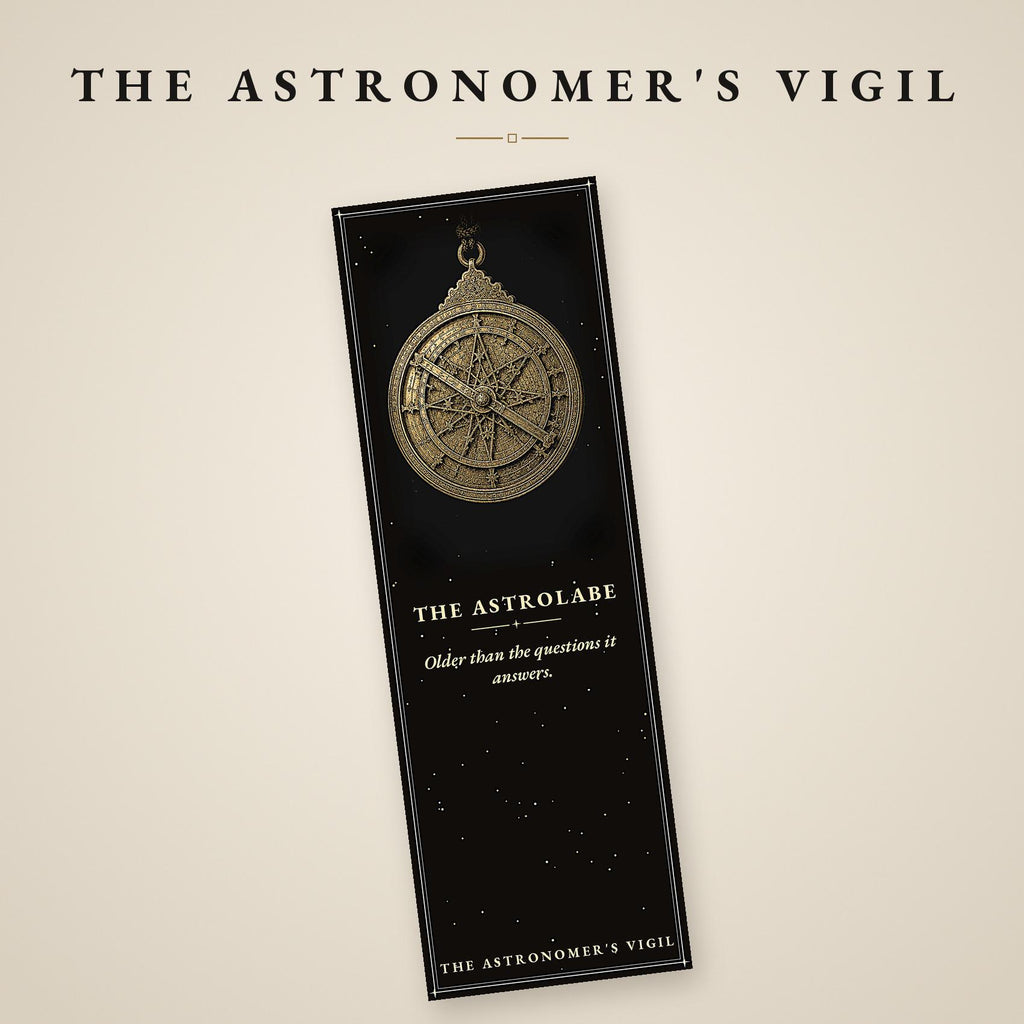 The Astronomer's Vigil Printable Bookmarks | Dark Academia Celestial Art | Gold On Black | Literary Gift | Digital Download