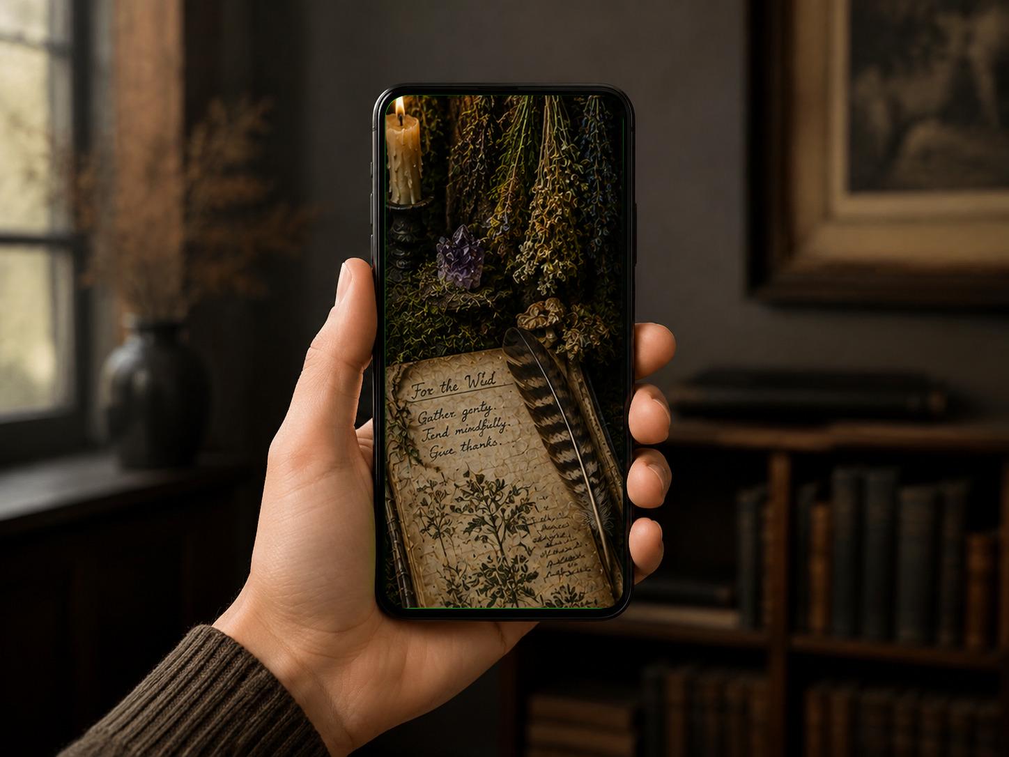 Apothecary & Alchemy Phone Wallpaper | Goblincore Woodland Mushroom Lock Screen, Forest Witch Digital Download Bundle