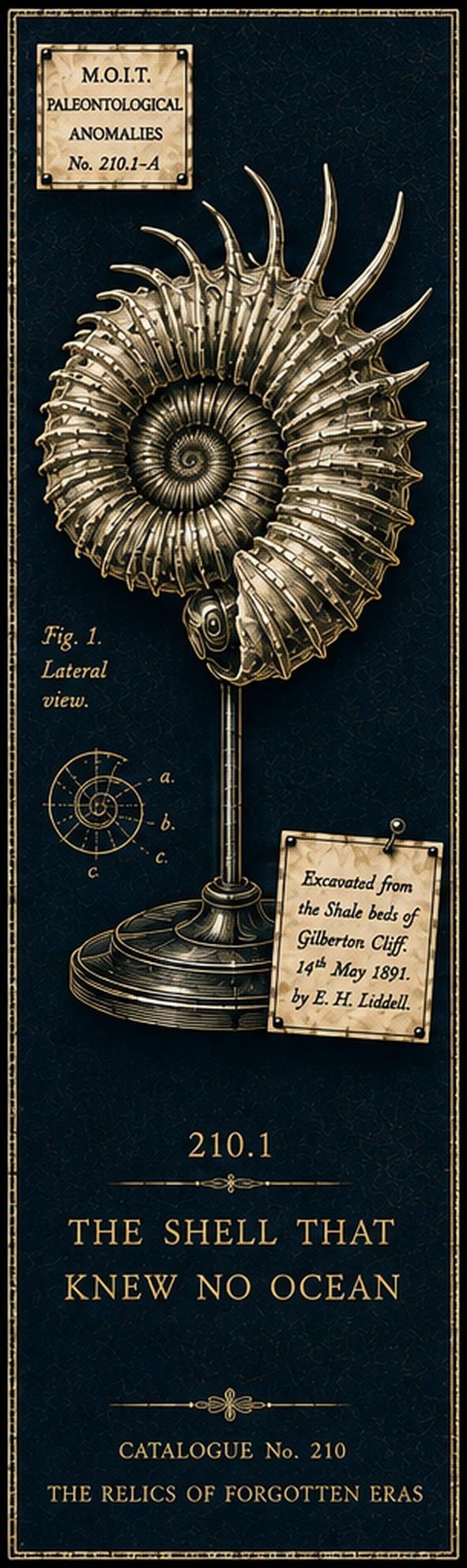 Relics of Forgotten Eras, Dark Academia Printable Bookmarks | Gothic Cabinet Curiosities | Antique Gold Memento Mori