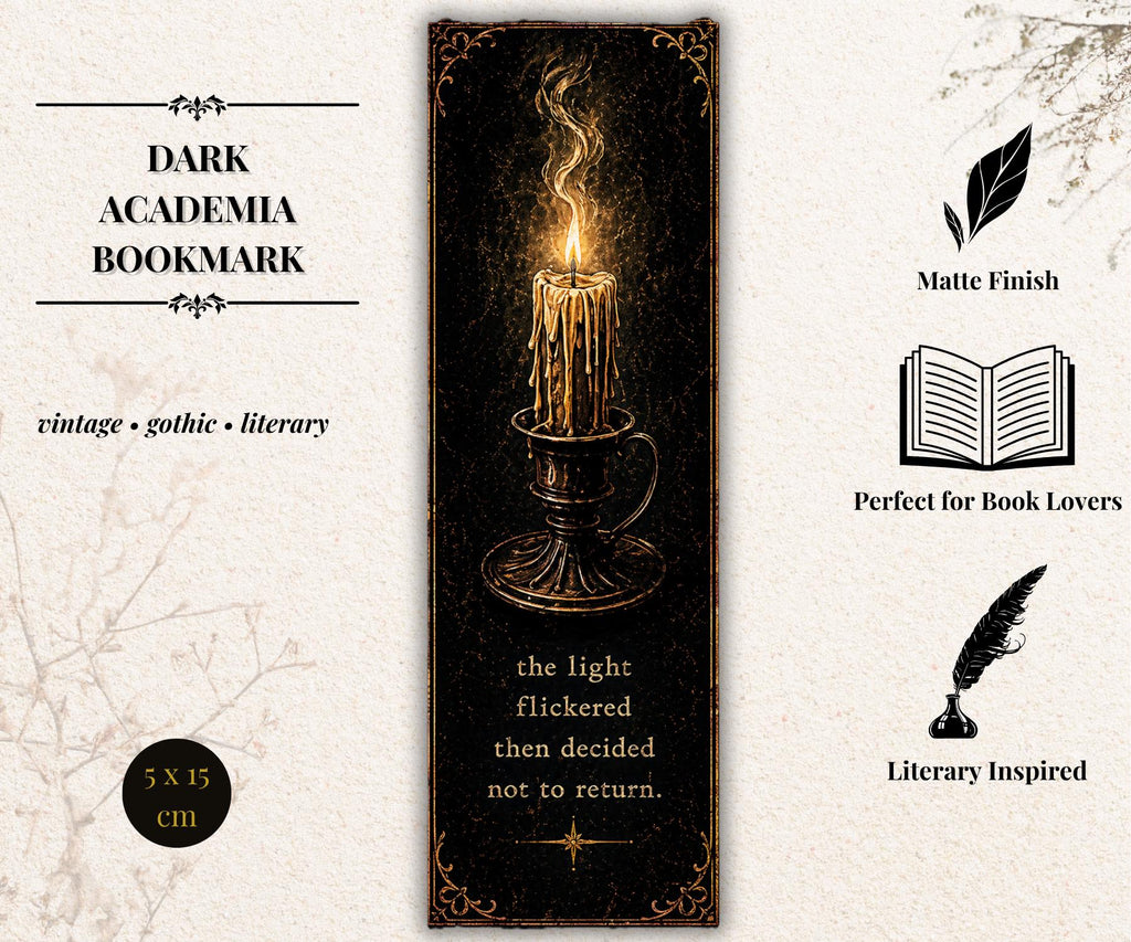 Dark Gothic Bookmark | Choose Your Design | Occult Bookmark, Witchy Aesthetic, Candle, Moon, Skull, Dark Academia Gift