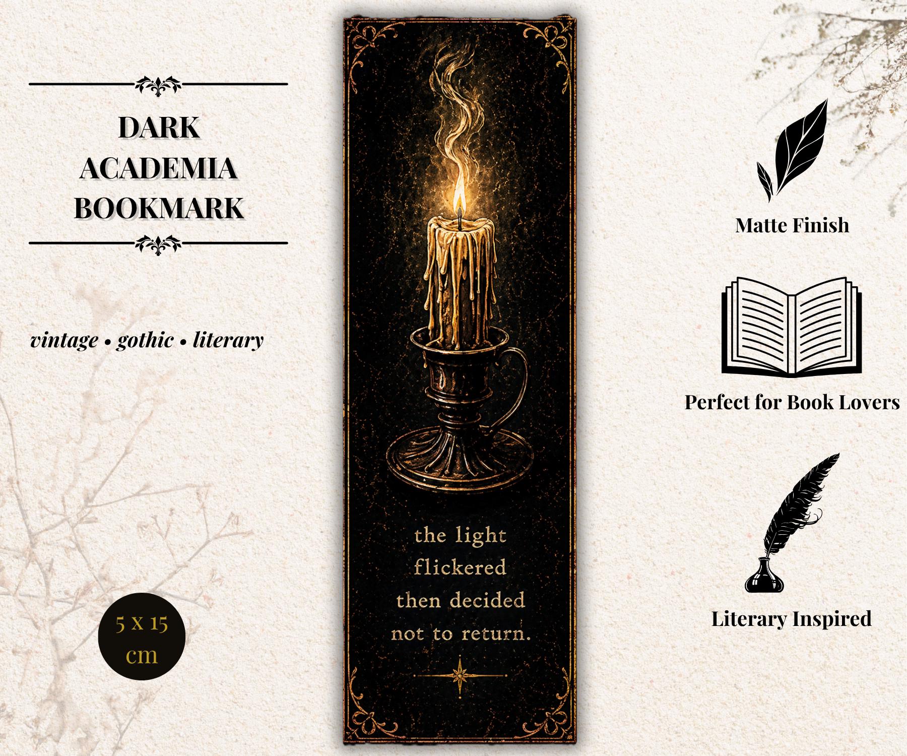 Dark Gothic Bookmark | Choose Your Design | Occult Bookmark, Witchy Aesthetic, Candle, Moon, Skull, Dark Academia Gift