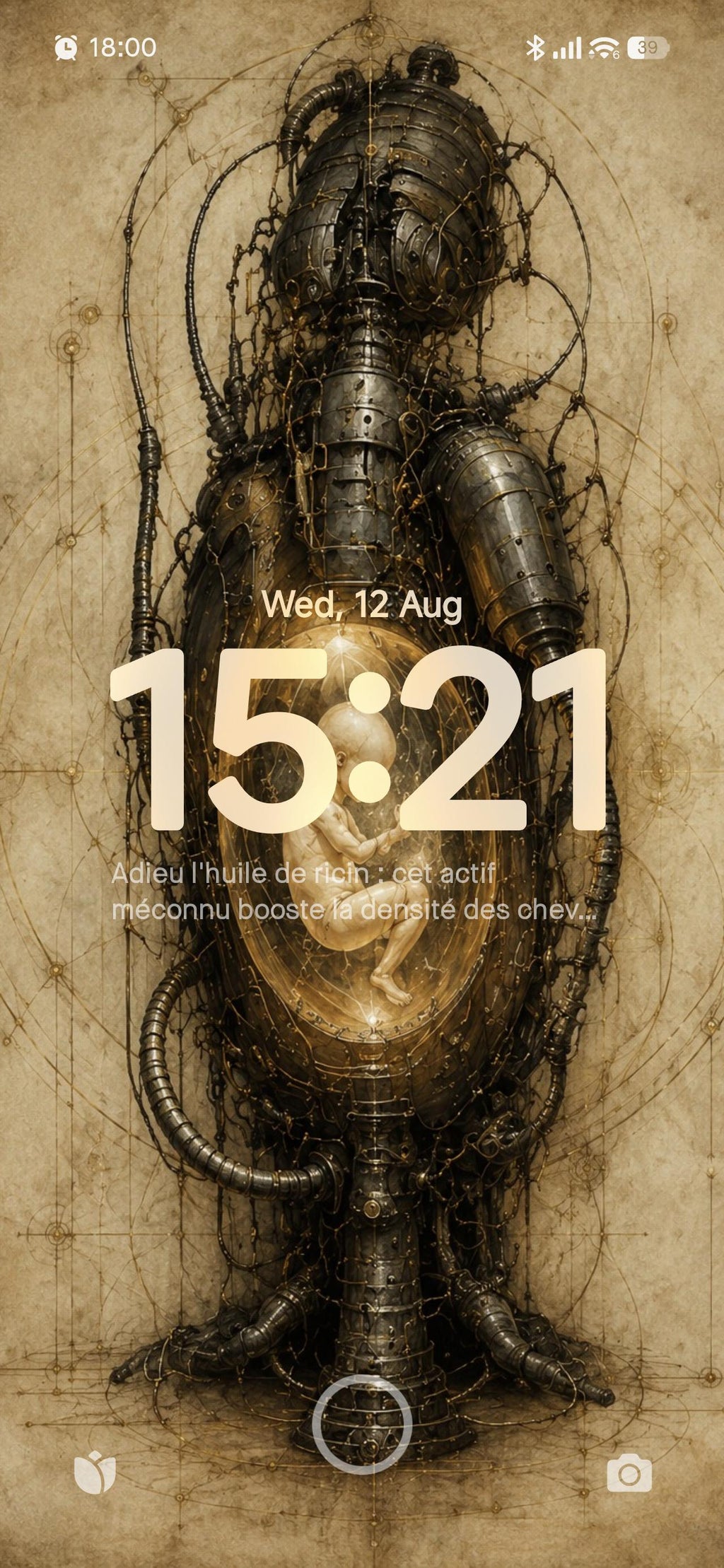 Baby in Utero, Biomechanical Dark Surreal Phone Wallpaper | Gothic Sci-Fi Lock Screen | Anatomy Engine Digital Download