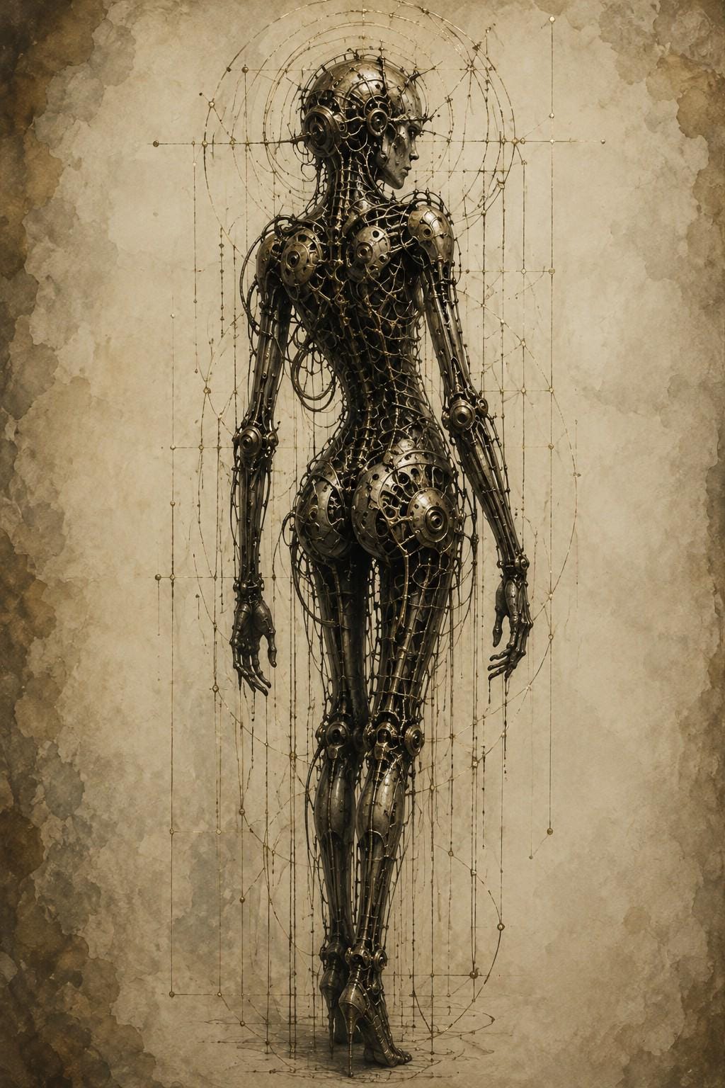 Cyborg Women Biomechanical Phone Wallpaper | Gothic Sci-Fi Digital Art | Lock Screen | Android & iPhone Instant Download