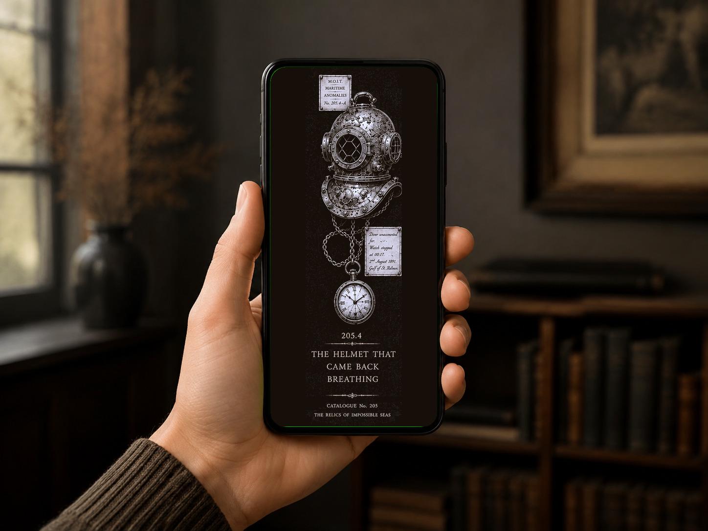 Relics of Impossible Seas Phone Wallpaper | Dark Academia Lock Screen, Occult Sea Designs, Gothic Bundle