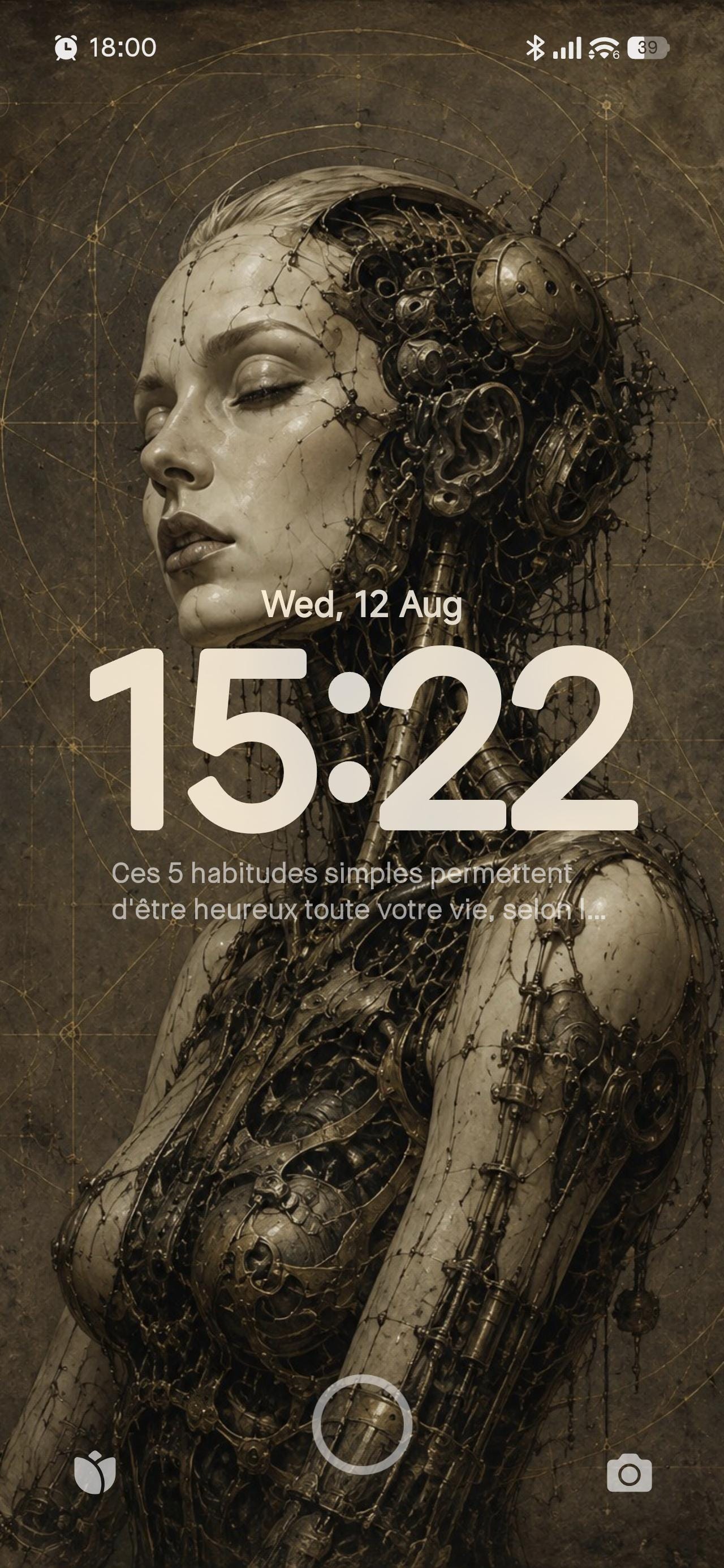 Cyborg Woman Profile II - Biomechanical Lock Screen | Dark Academia Surreal Art | Brass Bone Machinery | Instant Digital Download