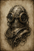 Divers Helmet, Biomechanical Surreal Art | Dark Academia | Gothic Phone Wallpaper | Instant Download