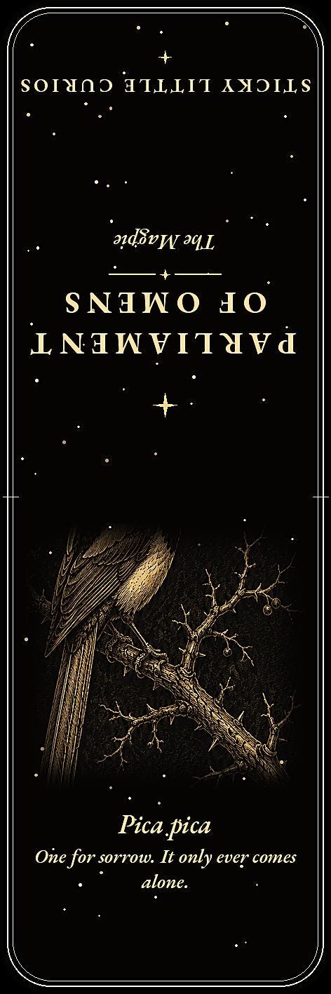 A Parliament of Omens Bookmark | Dark Academia Raven Crow Bookmark | Standard or Magnetic Page Marker
