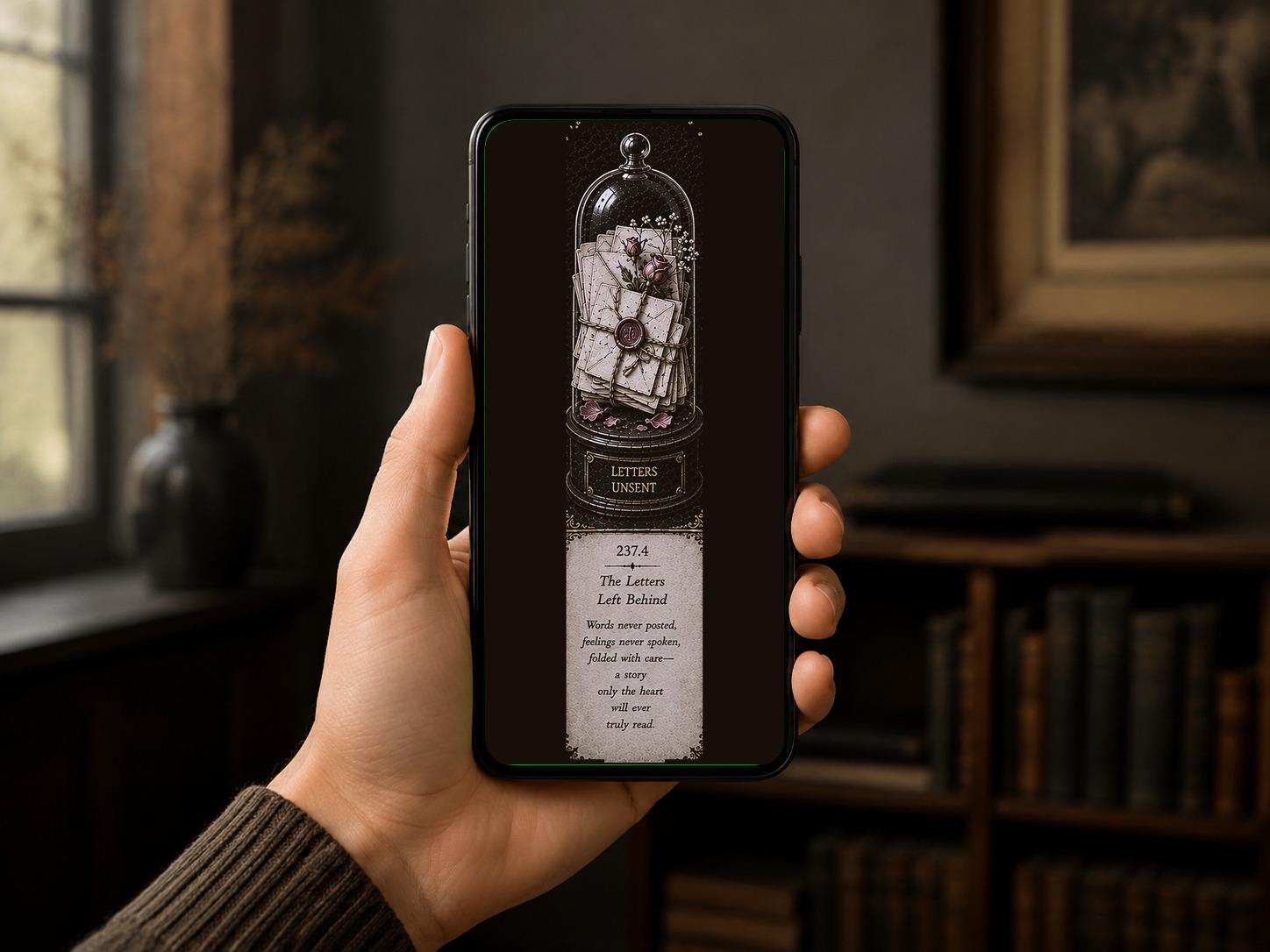Curiosities Collected Phone Wallpaper Bundle | Dark Academia Lock Screen, Specimen Digital Art, Gold On Black
