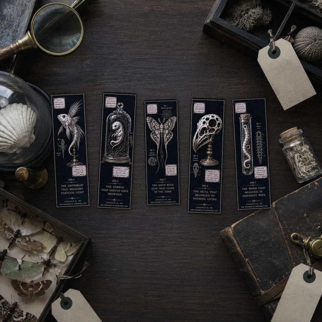 Wonders of Impossible Life Bookmark | Dark Academia Set of 5 | Standard or Magnetic | Gothic Cabinet of Curiosities