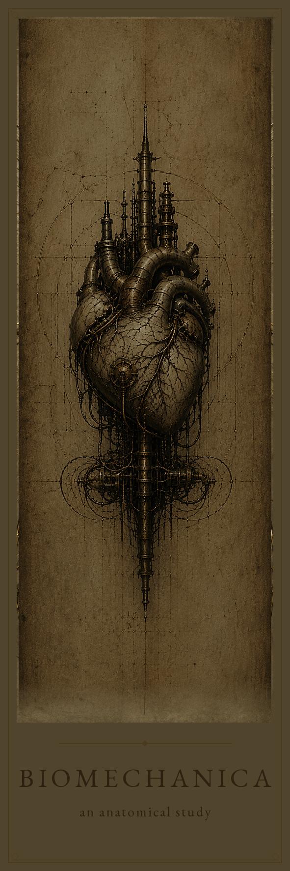 Hearts & Vessels Biomechanical Bookmark, Anatomical Art | Dark Academia Gothic | Magnetic Page Marker | Surreal Gift for Book Lovers