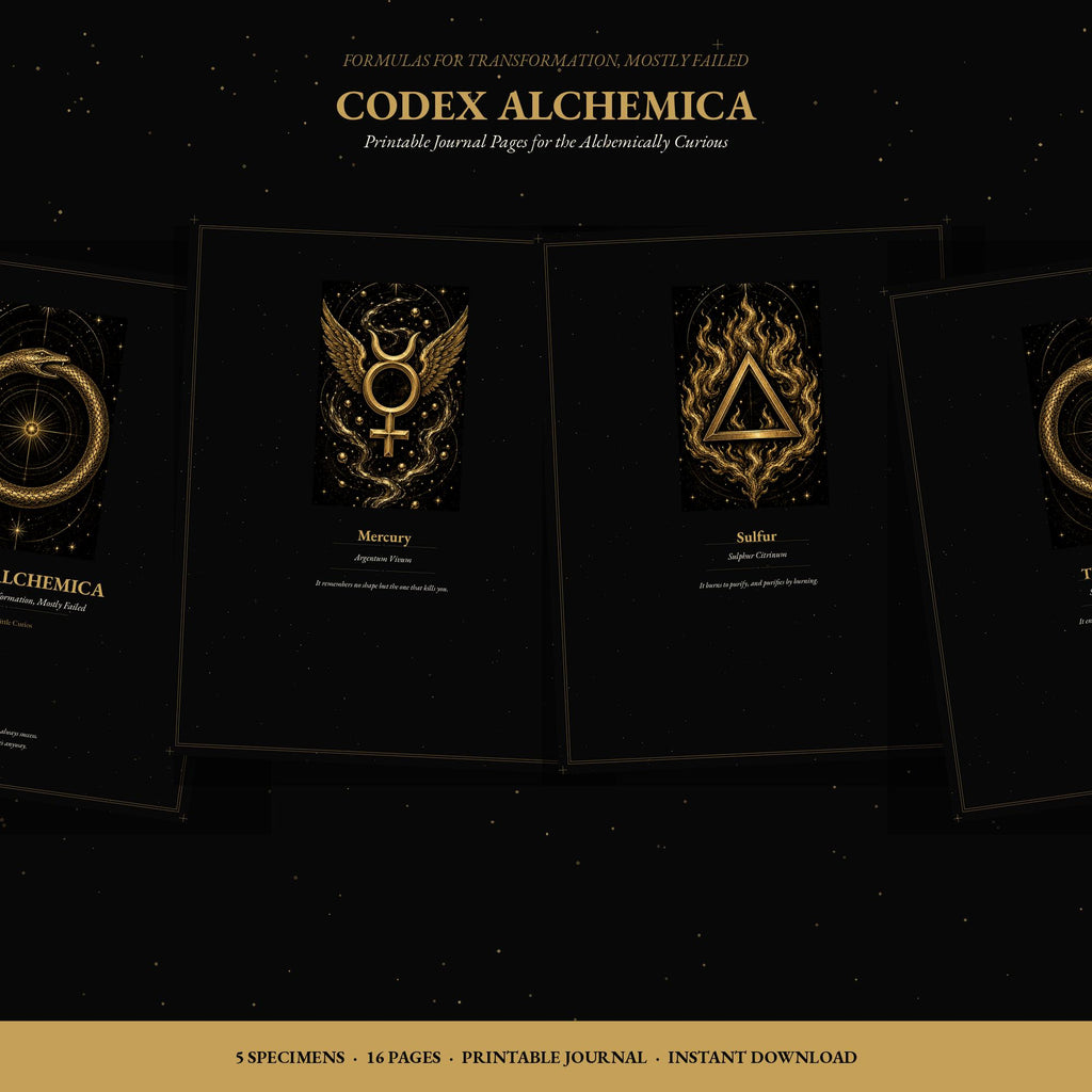 Codex Alchemica Printable Journal Pages | Dark Academia Grimoire | Alchemy Symbols | Dot-Grid & Lined Inserts | Digital Download