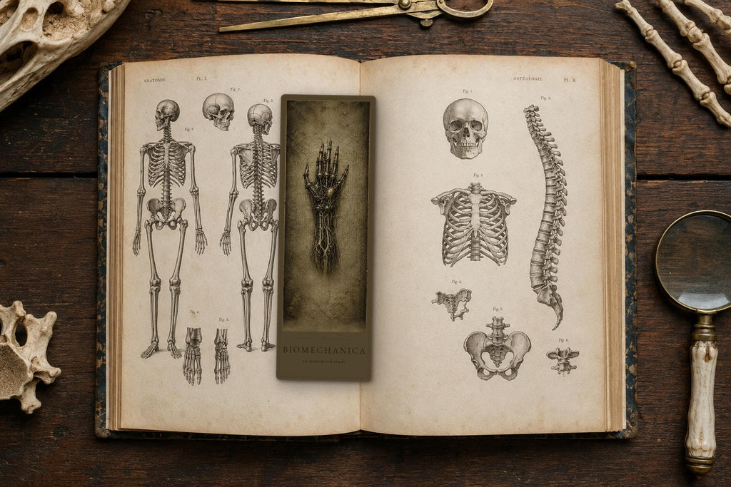 Bones & Anatomy Biomechanical Bookmark | Dark Surreal Specimens | Gothic Page Marker | Book Lover Gift