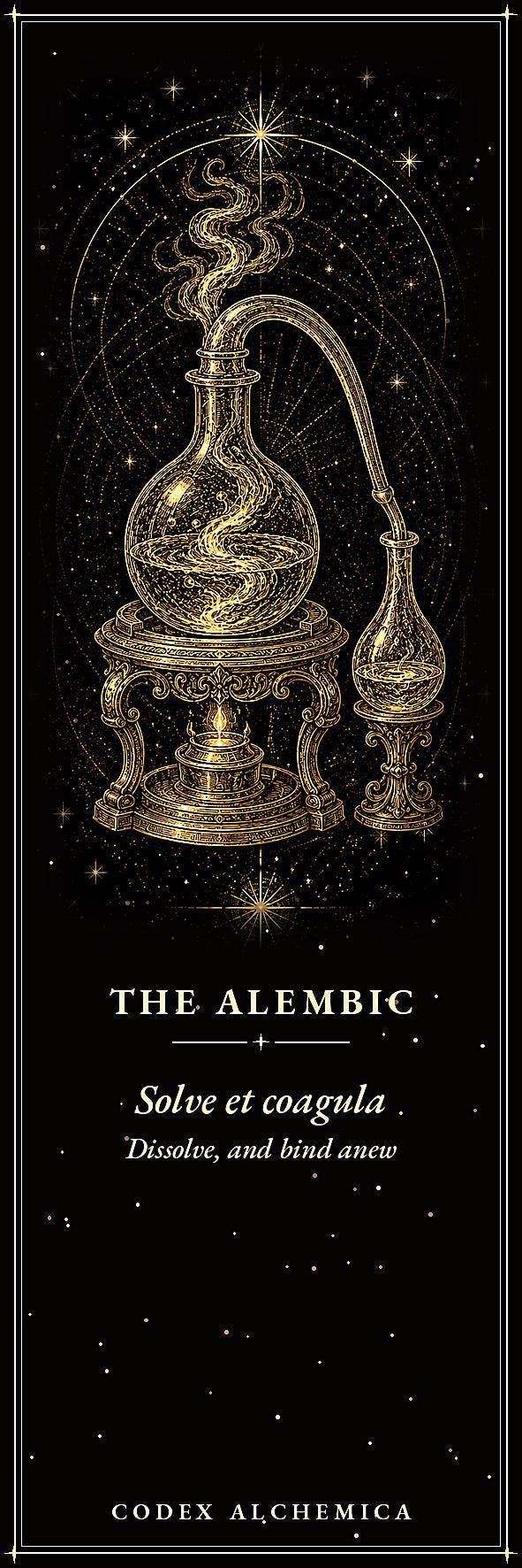 Codex Alchemica Bookmark | Dark Academia Occult Alchemy, Gold Linework | Magnetic Page Marker, Alchemist Workbench