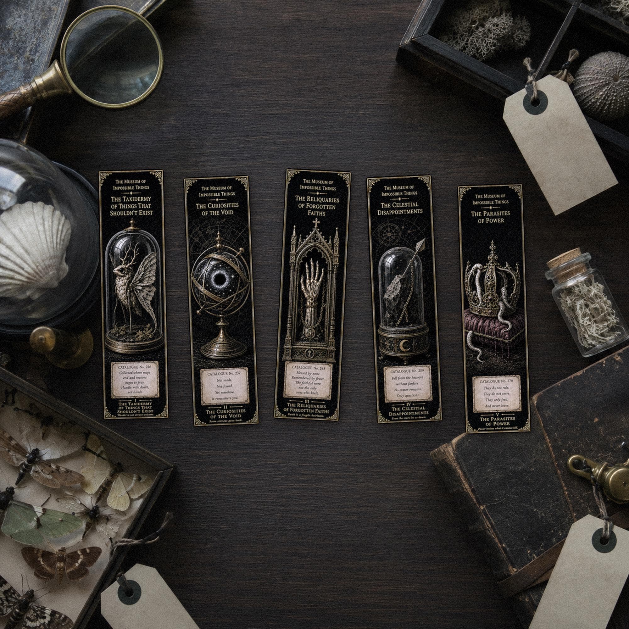 The Taxidermy of Things That Shouldn't Exist Bookmark | Dark Academia Set of 5 | Standard or Magnetic | Gothic Cabinet of Curiosities