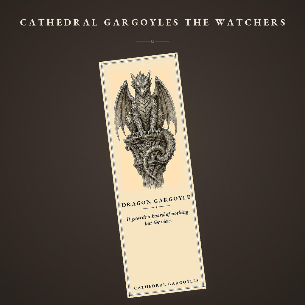 Cathedral Gargoyles The Watchers Printable Bookmarks | Dark Academia Gothic | Fantasy Reader Gift | Aged Parchment Style | Digital Download